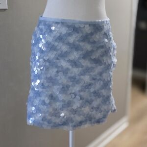 Amazon Light Blue Sequin Mini Skirt M